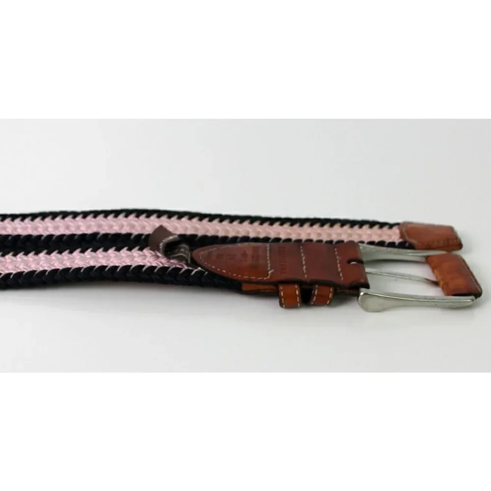 TRAFALGAR BROWN GENUINE LEATHER PINK BLACK ELASTIC GOLF CASUAL DRESS BELT 34(I41